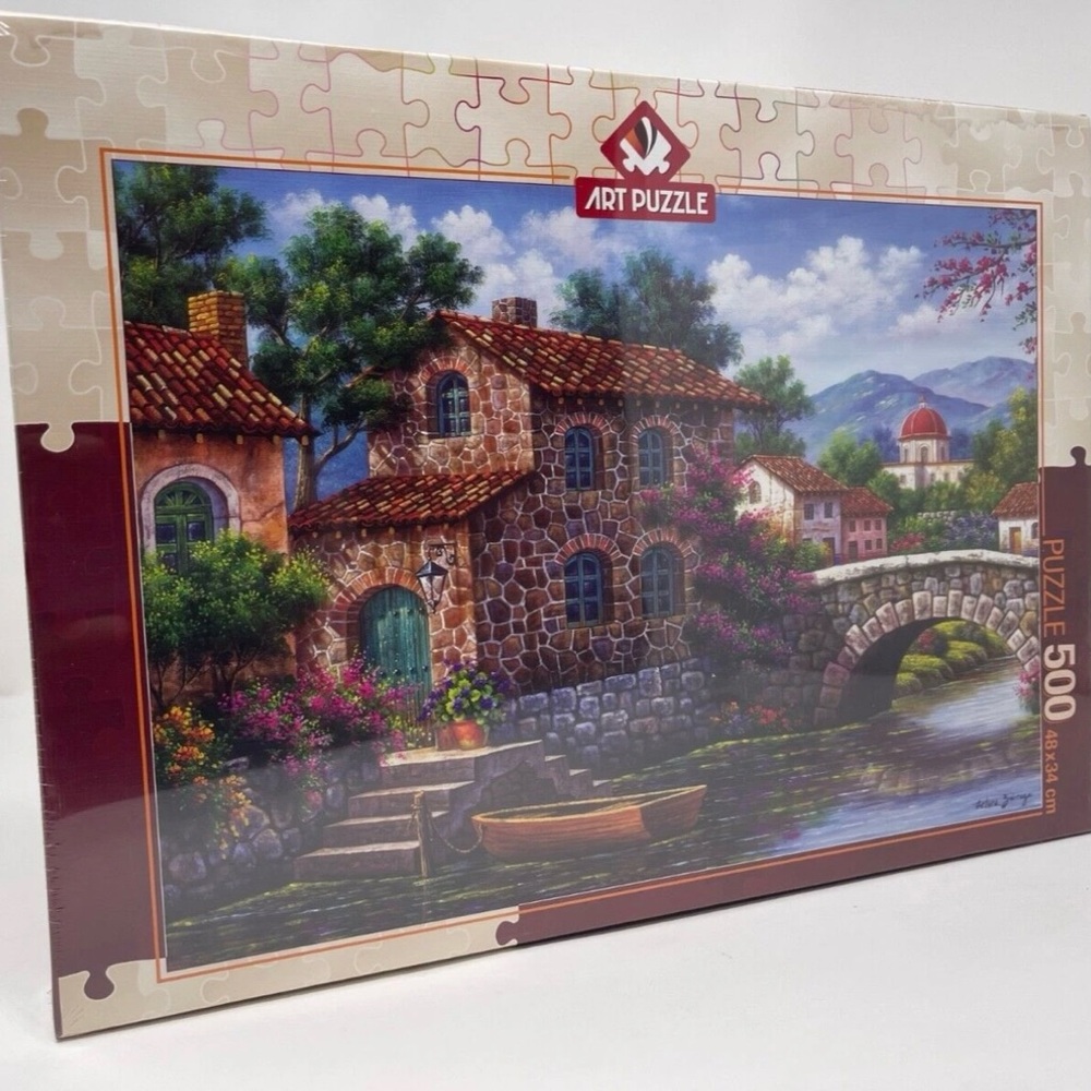 Art Puzzle ~ Canal With Flowers By Arturo Zarraga ~ 500 Piece Puzzle🧩